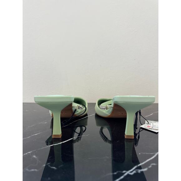Zara Pistachio Pastel Pointed-toe Mule Kitten Heels - Picture 10 of 14